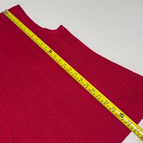 Kim Rogers Red Cable Knit Sleeveless Sweater Tank Top L Soft Acrylic Knit - Picture 7 of 7